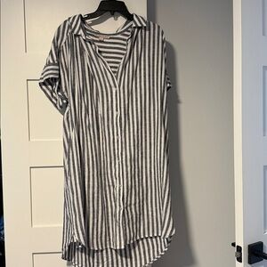 Striped Button-Up Shirt Dress